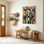 Gestileerd Kleurendorp, Steden & Skylines schilderij aan de muur in interieur