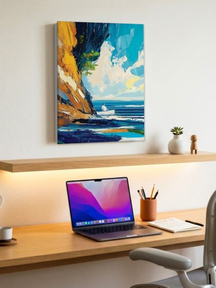 Stille Baai onder de Klif, Natuur & Landschap schilderij aan de muur in interieur