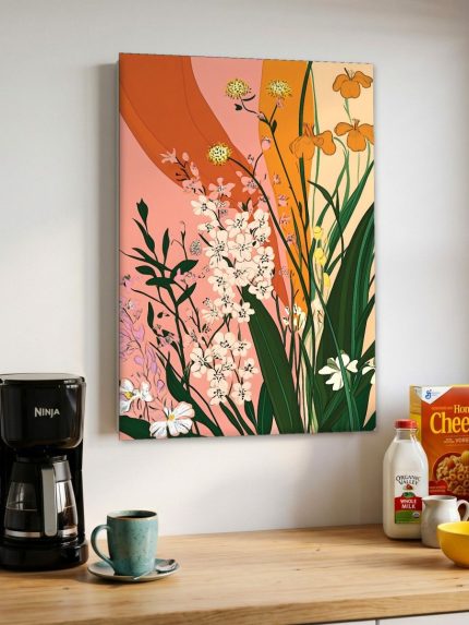 Veldbloemen in zonlicht, Bloemen & Stilleven schilderij aan de muur in interieur