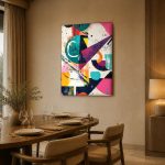 Kleurenspel in Vlakken, Abstract & Modern schilderij aan de muur in interieur