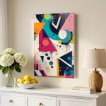 Speelse Vormentaal, Abstract & Modern schilderij aan de muur in interieur