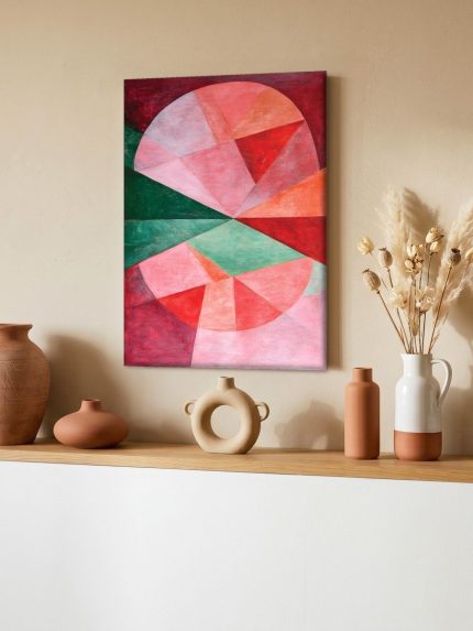 Kleurcirkels in Roze en Groen, Abstract & Modern schilderij aan de muur in interieur