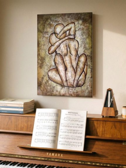 Gebogen Rug in Omhelzing, Mensen & Portretten schilderij aan de muur in interieur
