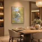 De Ganzen bij het Huis, Natuur & Landschap schilderij aan de muur in interieur