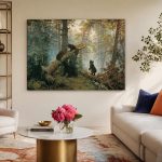 Berenwelpen in het Ochtendbos (naar Shishkin), Dieren schilderij aan de muur in interieur