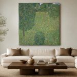 Bloeiende Weide (naar Klimt), Natuur & Landschap schilderij aan de muur in interieur