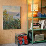 Bloementuin bij Vétheuil (naar Monet), Bloemen & Stilleven schilderij aan de muur in interieur