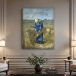 Boerin met Schoven (naar Van Gogh), Mensen & Portretten schilderij aan de muur in interieur