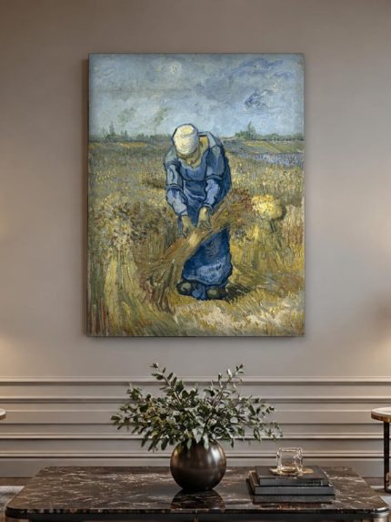 Boerin met Schoven (naar Van Gogh), Mensen & Portretten schilderij aan de muur in interieur