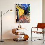 Caféterras bij Nacht (naar Van Gogh), Steden & Skylines schilderij aan de muur in interieur