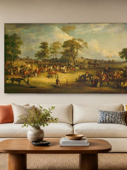 Drukke Paardenrace, Dieren schilderij aan de muur in interieur