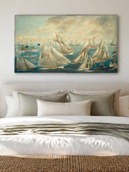 Zeilrace op Open Water, Natuur & Landschap schilderij aan de muur in interieur