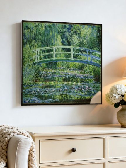 Japanse brug in Giverny (naar Monet), Natuur & Landschap schilderij aan de muur in interieur