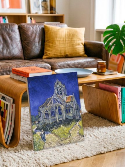 De kerk van Auvers-sur-Oise (naar Van Gogh), Steden & Skylines schilderij aan de muur in interieur