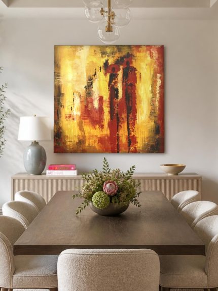 Twee Silhouetten in Goud, Mensen & Portretten schilderij aan de muur in interieur