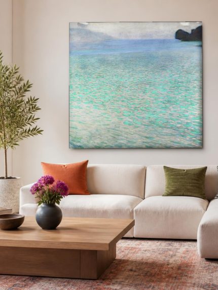 Attersee (naar Klimt), Natuur & Landschap schilderij aan de muur in interieur
