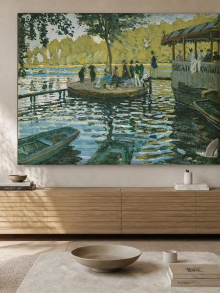 La Grenouillère (naar Monet), Natuur & Landschap schilderij aan de muur in interieur