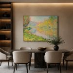 Rivieroever bij Giverny (naar Monet), Natuur & Landschap schilderij aan de muur in interieur