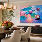 Waterlelies in Kleurenspel, Bloemen & Stilleven schilderij aan de muur in interieur