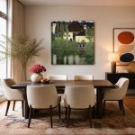 Waterkasteel (naar Klimt), Natuur & Landschap schilderij aan de muur in interieur
