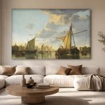 De Maas bij Dordrecht (naar Cuyp), Natuur & Landschap schilderij aan de muur in interieur
