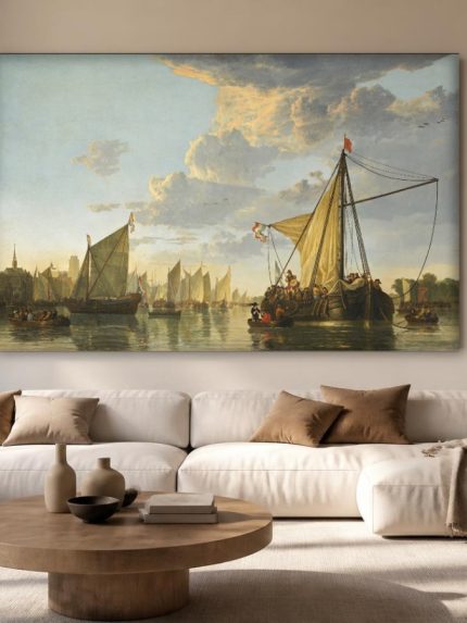 De Maas bij Dordrecht (naar Cuyp), Natuur & Landschap schilderij aan de muur in interieur