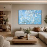 Amandelbloesem (naar Van Gogh), Bloemen & Stilleven schilderij aan de muur in interieur