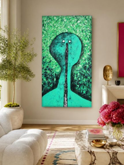 Turkooizen Verschijning, Mensen & Portretten schilderij aan de muur in interieur