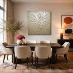 Zilveren Zonnestraal, Abstract & Modern schilderij aan de muur in interieur