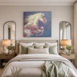 Steigerend paard in impasto, Dieren schilderij aan de muur in interieur