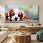 Cavalier met lieveheersbeestje, Dieren schilderij aan de muur in interieur