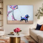 Speelse Wandeling met Hond, Mensen & Portretten schilderij aan de muur in interieur