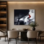 Rode Lippen in Zwart-Wit, Mensen & Portretten schilderij aan de muur in interieur