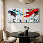 Kleurrijke Hoedendames, Mensen & Portretten schilderij aan de muur in interieur