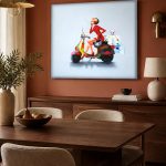 Chique Tochtje op de Scooter, Mensen & Portretten schilderij aan de muur in interieur