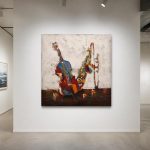 Jazzinstrumenten in kleur, Mensen & Portretten schilderij aan de muur in interieur