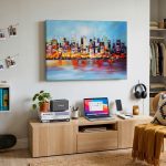 New York in Kleurexplosie, Steden & Skylines schilderij aan de muur in interieur