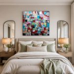 Kleurmozaïek in Beweging, Abstract & Modern schilderij aan de muur in interieur