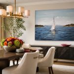 Zeilboot op Stille Baai, Natuur & Landschap schilderij aan de muur in interieur