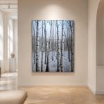 Winterse Berken in Sneeuw, Natuur & Landschap schilderij aan de muur in interieur