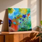 Korenbloemen in de wind, Bloemen & Stilleven schilderij aan de muur in interieur