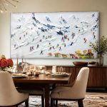 Skiërs in de Alpen, Natuur & Landschap schilderij aan de muur in interieur
