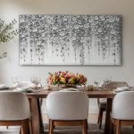 Hangende Bloesem in Zilvergrijs, Bloemen & Stilleven schilderij aan de muur in interieur