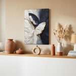 Vlinder in Reliëf, Dieren schilderij aan de muur in interieur