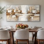 Skyline in Zandtinten, Abstract & Modern schilderij aan de muur in interieur