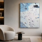 Leven op de Skipiste, Natuur & Landschap schilderij aan de muur in interieur