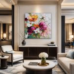 Veldbloemen in Impasto, Bloemen & Stilleven schilderij aan de muur in interieur