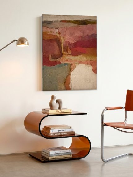 Aardse Vlakken, Abstract & Modern schilderij aan de muur in interieur