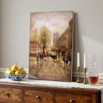 Parijse Boulevard in Herfstlicht, Steden & Skylines schilderij aan de muur in interieur