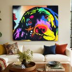 Popart Hondenkop, Dieren schilderij aan de muur in interieur